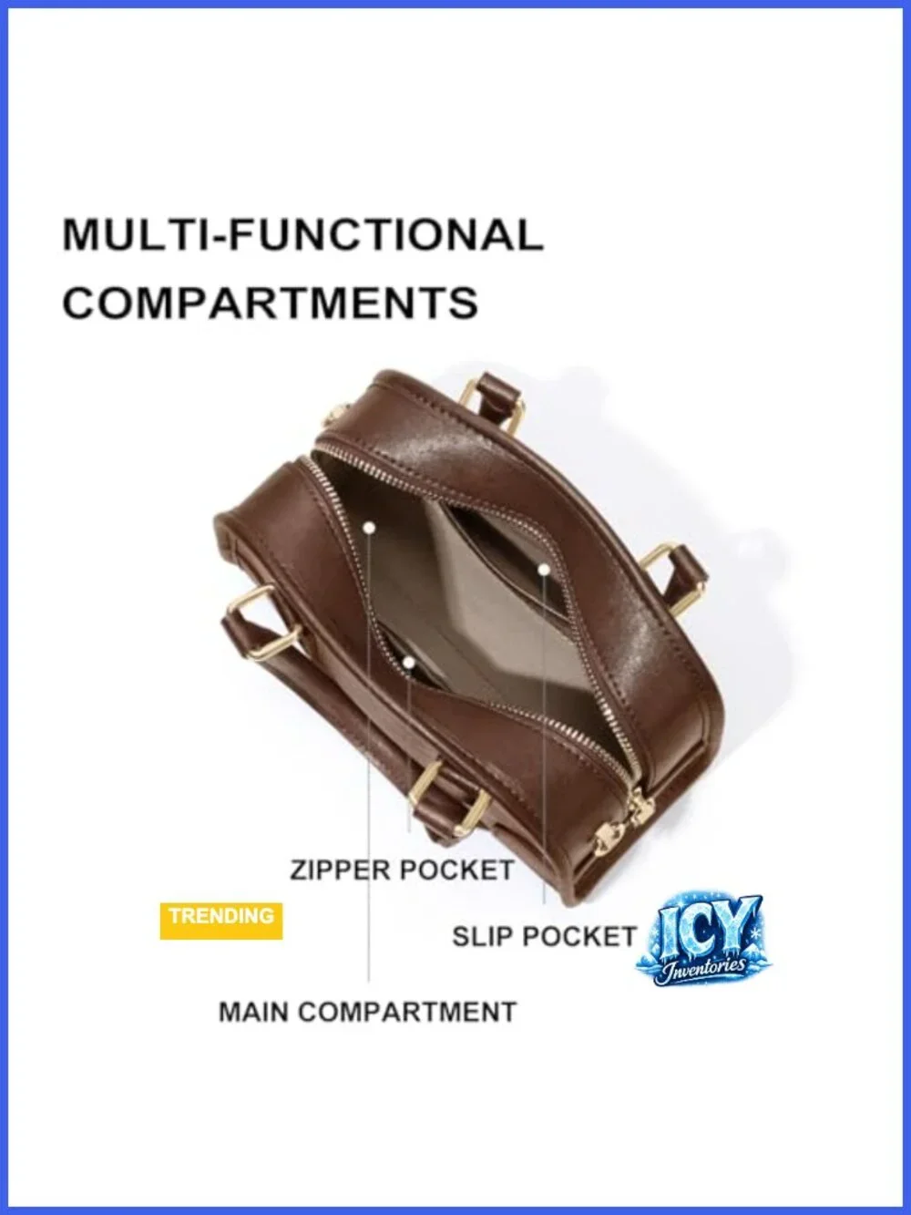 Genuine Leather Crossbody Bag with Adjustable Strap and Multiple Pockets for
